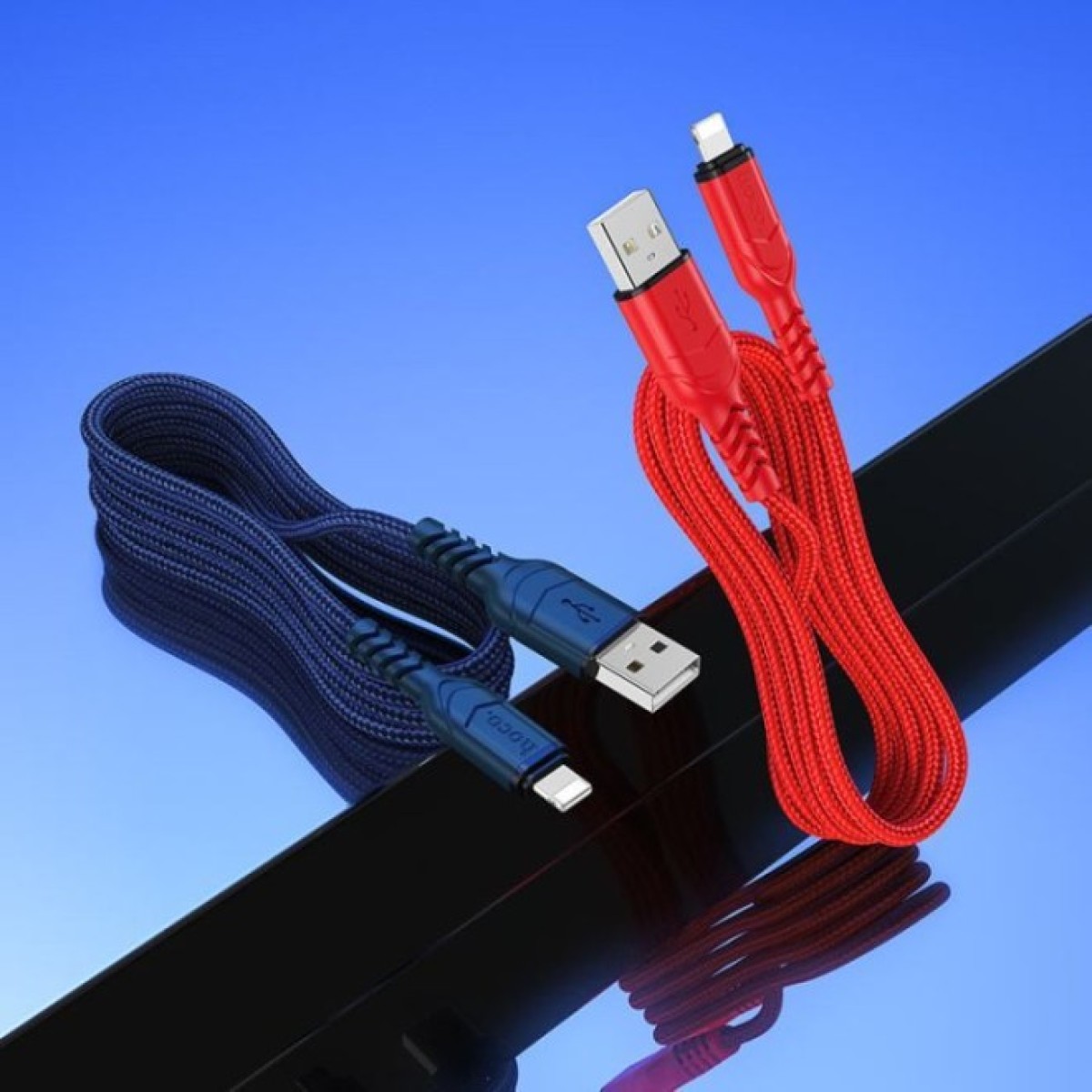 Дата кабель USB 2.0 AM to Lightning 1.0m 2.4A nylon X59 red HOCO (6931474744876) 98_98.jpg - фото 2