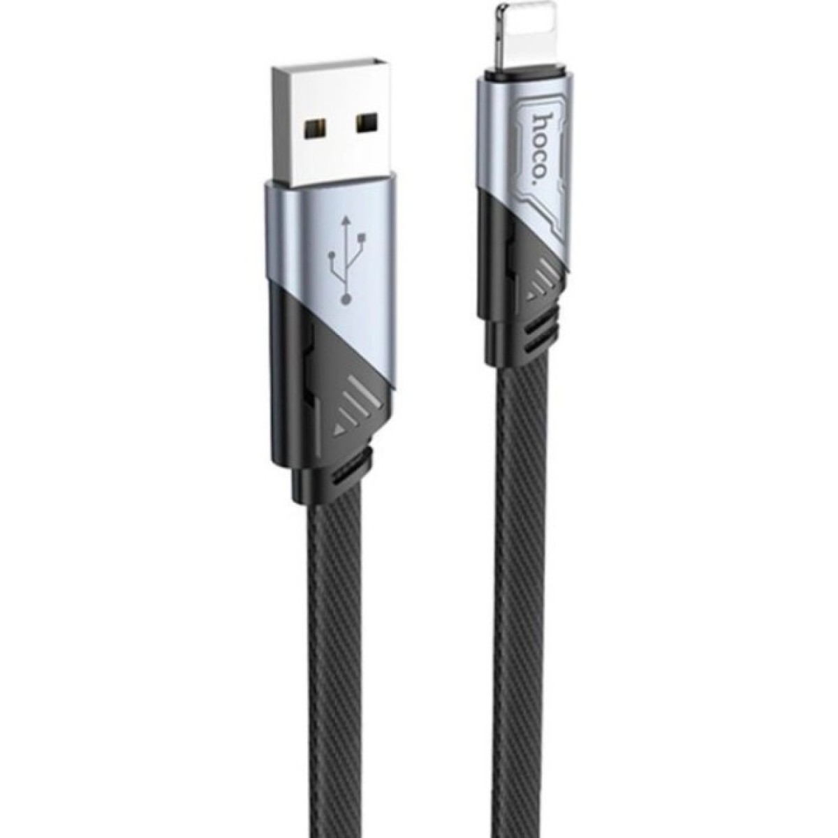 Дата кабель USB 2.0 AM to Lightning 1.2m 2.4A nylon aluminum U125 black HOCO (6942007604987) 98_98.jpg - фото 2