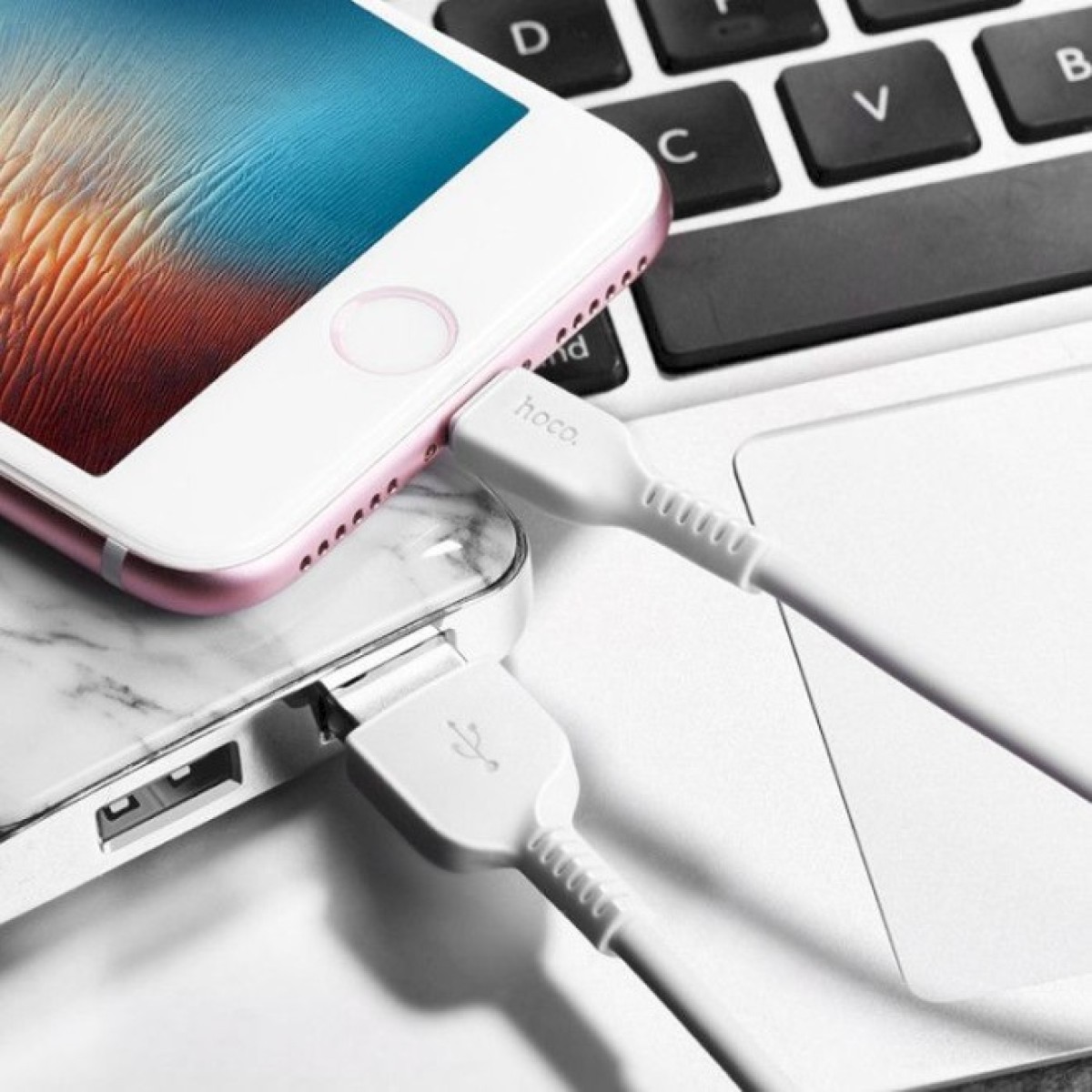 Дата кабель USB 2.0 AM to Lightning 1.0m 2.4A PVC X13 white HOCO (6957531061151) 98_98.jpg - фото 2