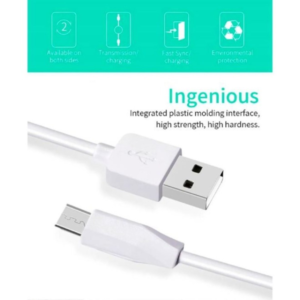 Дата кабель USB 2.0 AM to Micro 5P 2.0m 2.4A PVC X1 white HOCO (6957531042686) 98_98.jpg - фото 3