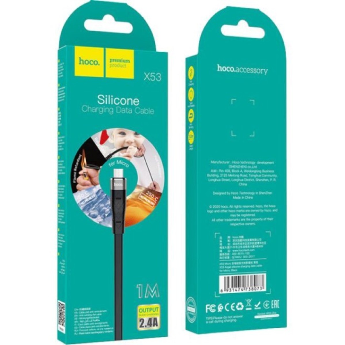 Дата кабель USB 2.0 AM to Micro 5P 1.0m 2.4A silicone X53 black HOCO (6931474738073) 98_98.jpg - фото 3