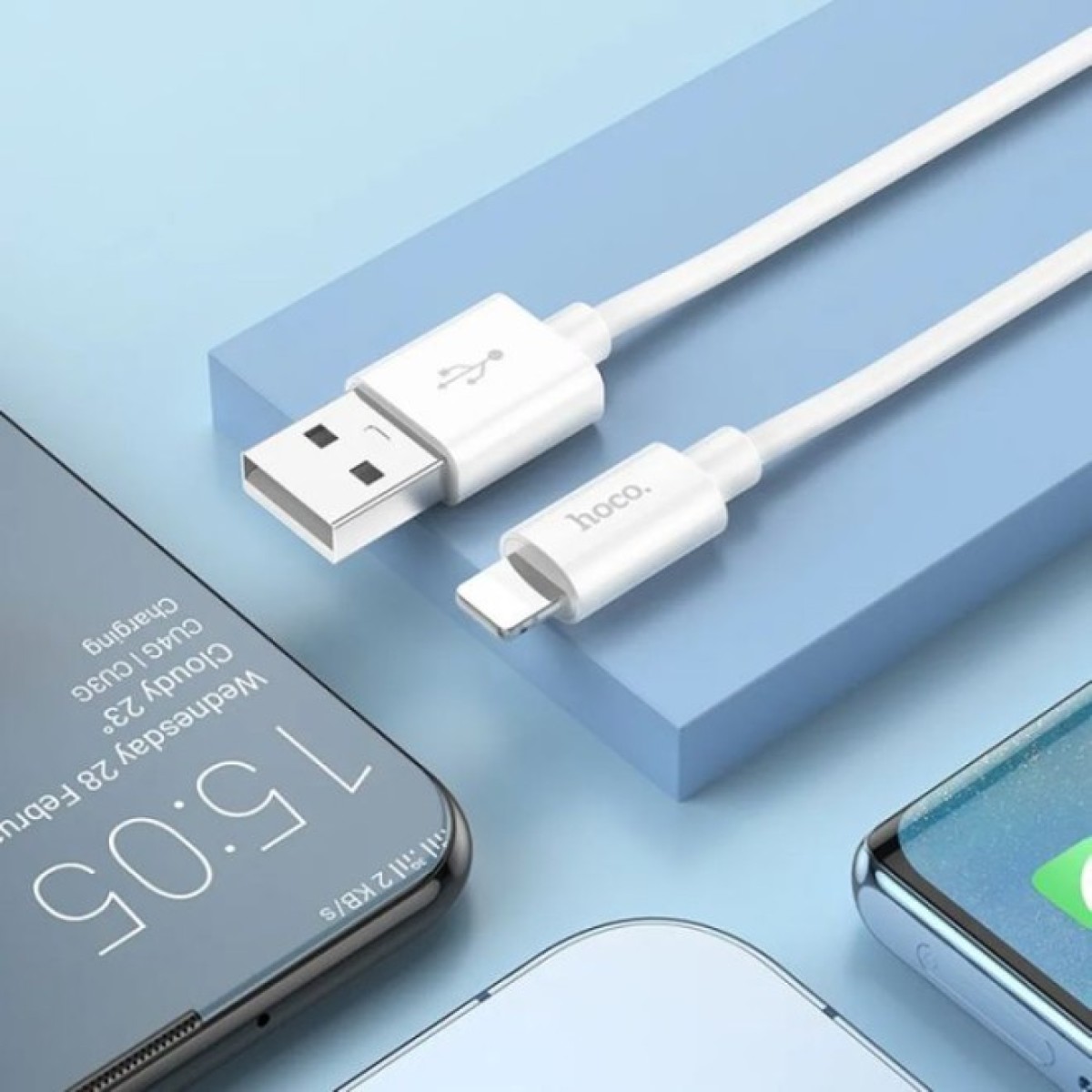 Дата кабель USB 2.0 AM to Lightning 1.0m Magic silicone X87 white HOCO (6931474783202) 98_98.jpg - фото 2
