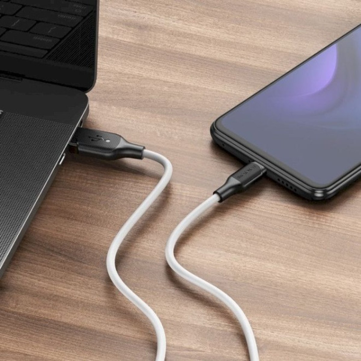 Дата кабель USB 2.0 AM to USB-C 1.0m 3A silicone BX42 white BOROFONE (6931474736772) 98_98.jpg - фото 3
