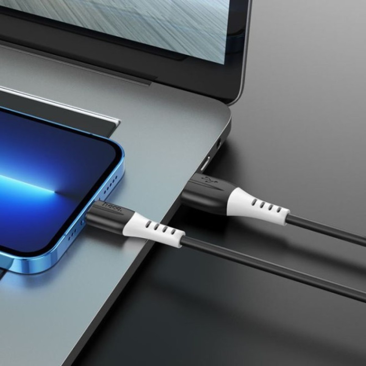 Дата кабель USB 2.0 AM to Lightning 1.0m 2.4A silicone X82 black HOCO (6931474768537) 98_98.jpg - фото 5