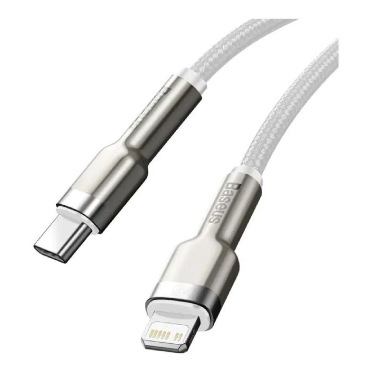 Дата кабель USB-C to Lightning 2.0m Cafule Metal PD 20W white Baseus (CATLJK-B02) 98_98.jpg - фото 5