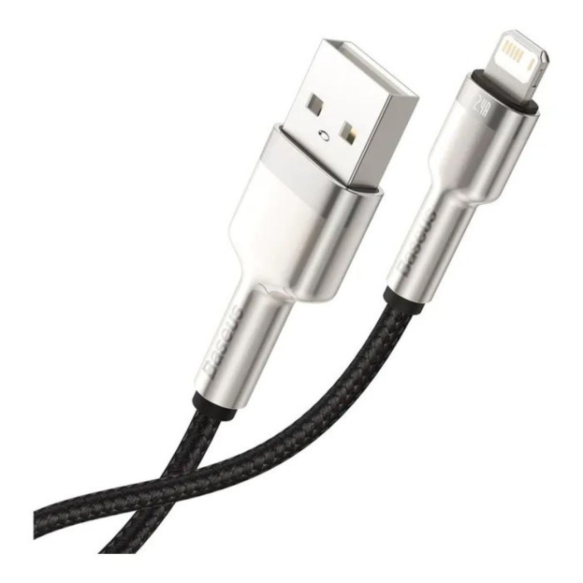 Дата кабель USB 2.0 AM to Lightning 1.0m Cafule Metal 2.4A black Baseus (CALJK-A01) 98_98.jpg - фото 5