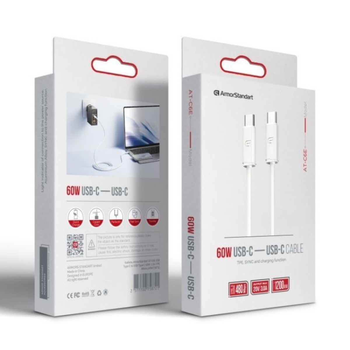 Дата кабель USB-C to USB-C 1.2m TPE 60W white Armorstandart (ARM75872) 98_98.jpg - фото 2