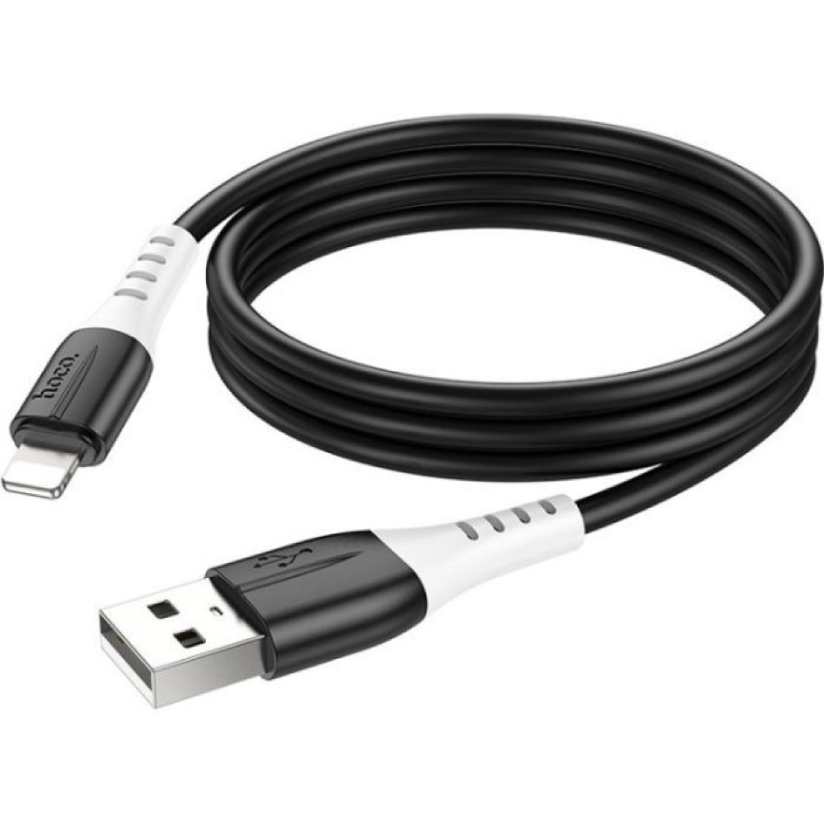 Дата кабель USB 2.0 AM to Lightning 1.0m 2.4A silicone X82 black HOCO (6931474768537) 98_98.jpg - фото 6