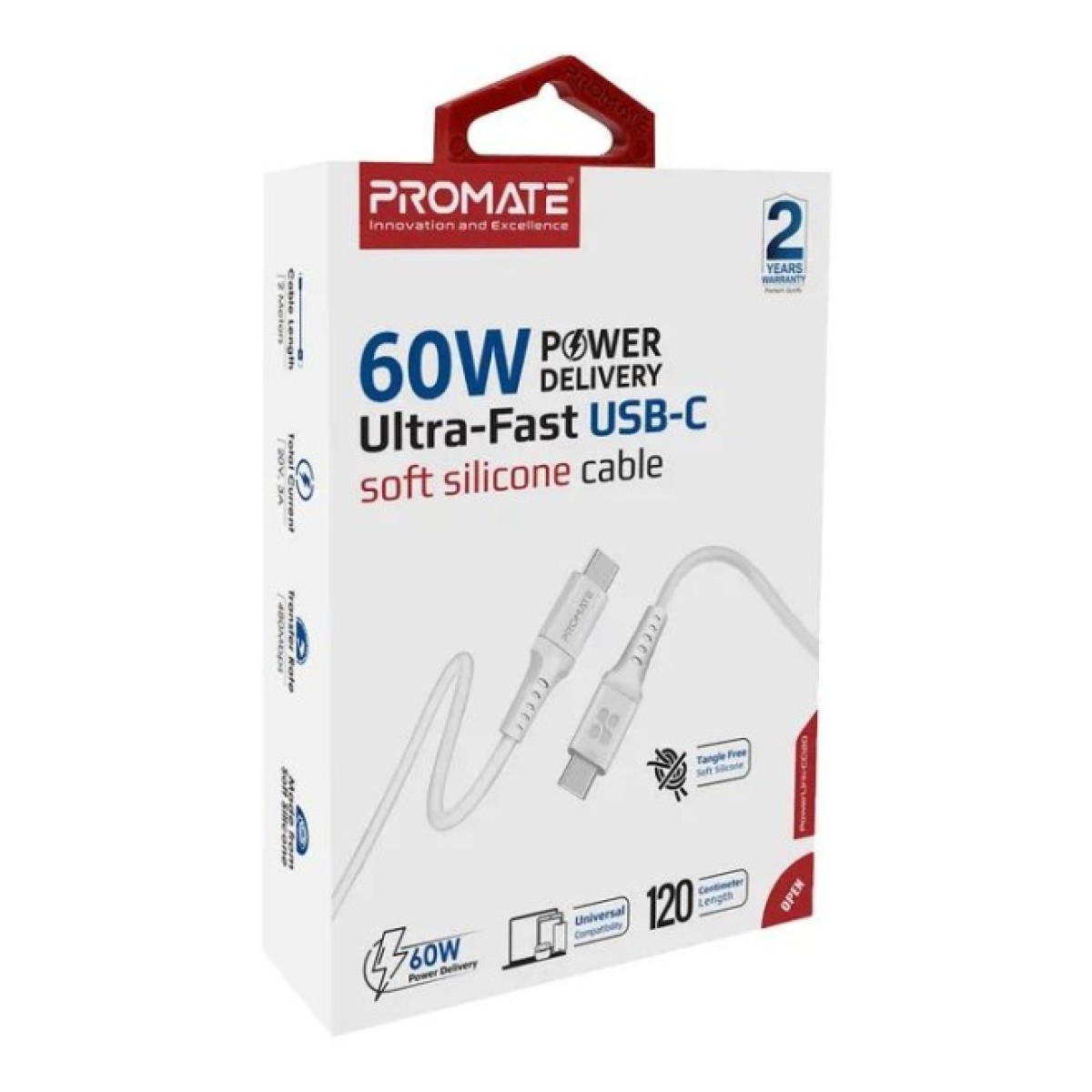 Дата кабель USB-C to USB-C powerlink-cc120.white Promate (powerlink-cc120.white) 98_98.jpg - фото 4