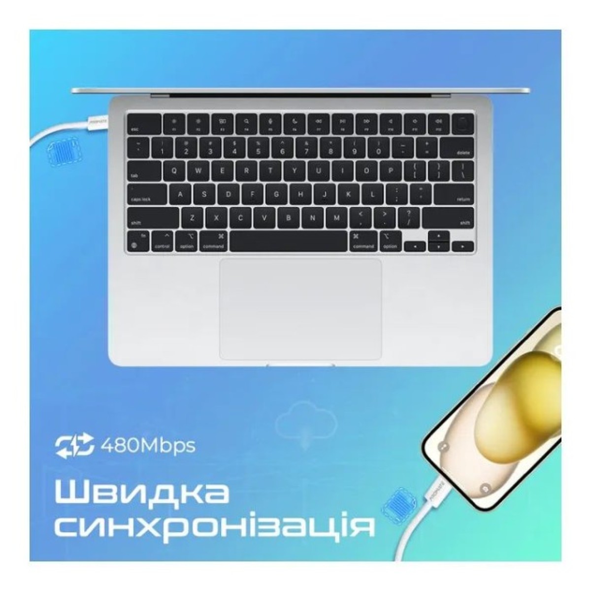 Дата кабель USB-C to USB-C ecoline-cc120.white Promate (ecoline-cc120.white) 98_98.jpg - фото 5