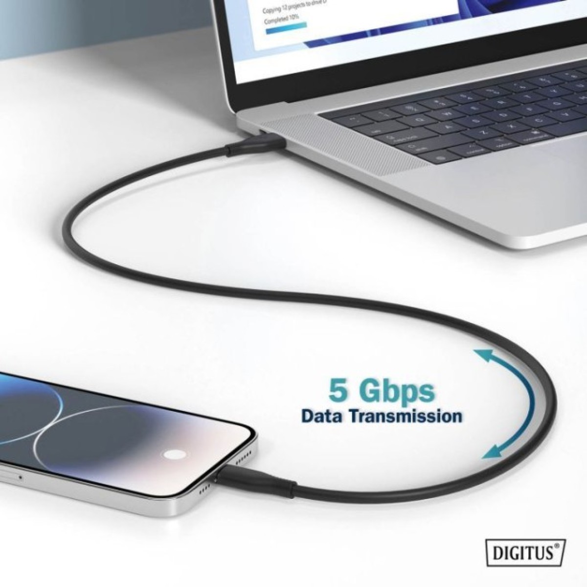 Дата кабель USB-C to USB-C 2.0m USB 3.2 Gen1 5G 100W 4K silicone black Digitus (AK-300342-020-S) 98_98.jpg - фото 6