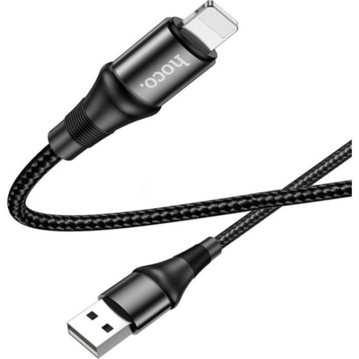 Дата кабель USB 2.0 AM to Lightning 1.0m 2.4A nylon X50 black HOCO (6931474734198) 98_98.jpg - фото 3