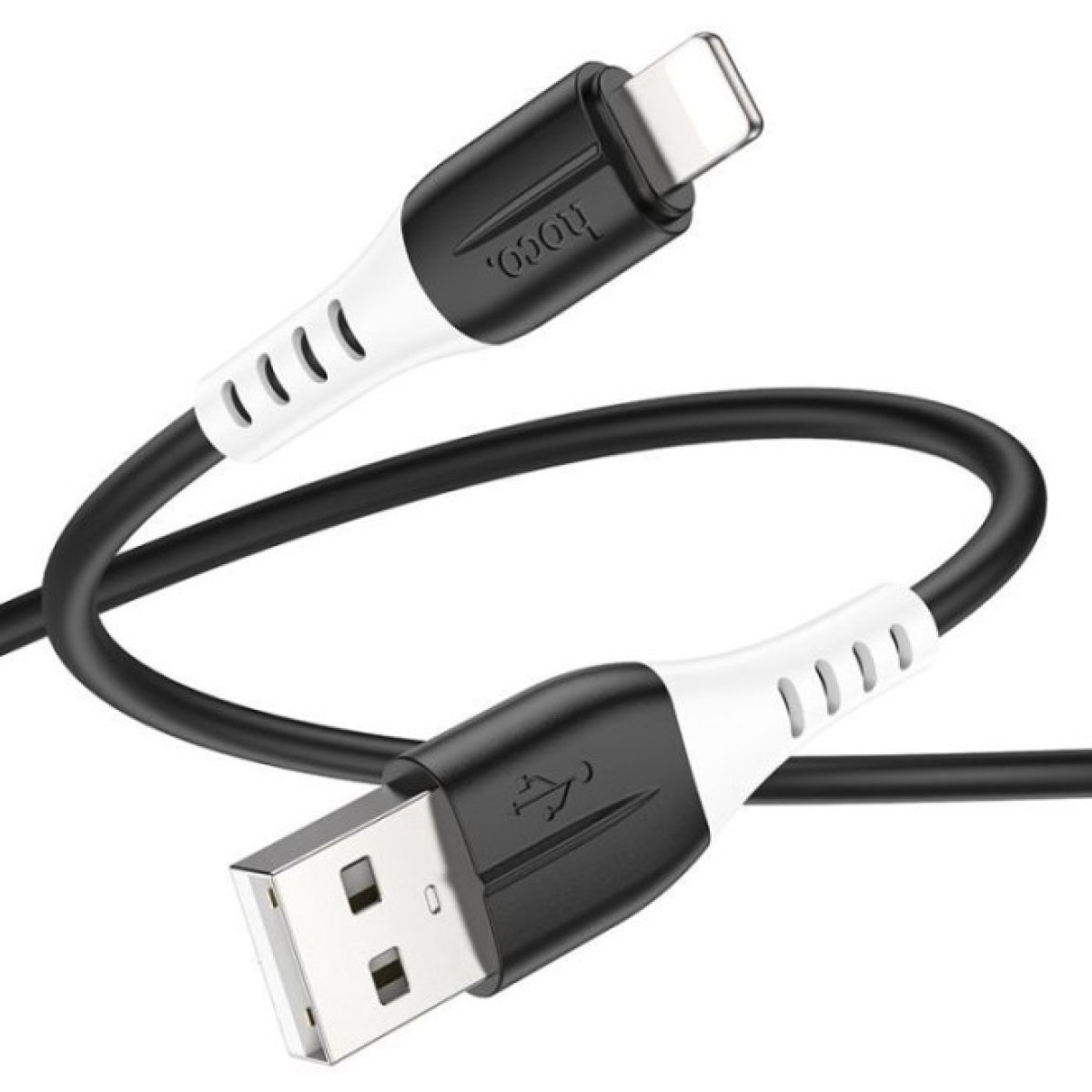 Дата кабель USB 2.0 AM to Lightning 1.0m 2.4A silicone X82 black HOCO (6931474768537) 98_98.jpg - фото 7
