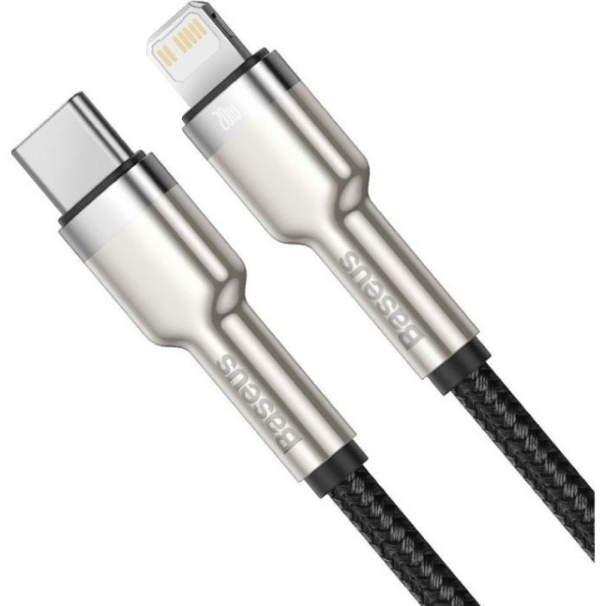 Дата кабель USB-C to Lightning 2.0m Cafule Metal PD 20W black Baseus (CATLJK-B01) 98_98.jpg - фото 3
