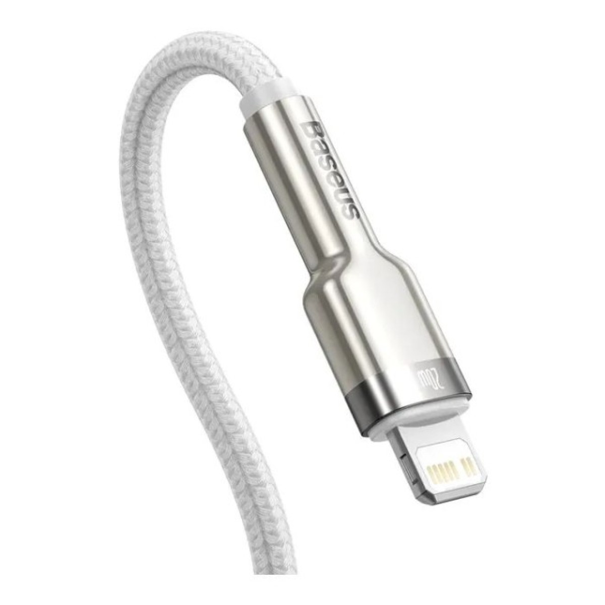 Дата кабель USB-C to Lightning 2.0m Cafule Metal PD 20W white Baseus (CATLJK-B02) 98_98.jpg - фото 7