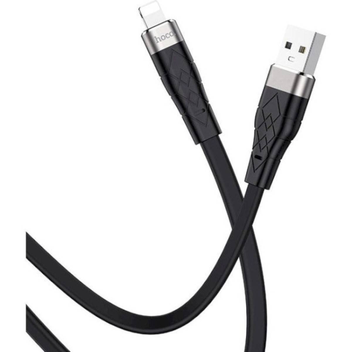 Дата кабель USB 2.0 AM to Lightning 1.0m 2.4A silicone X53 black HOCO (6931474738059) 98_98.jpg - фото 5