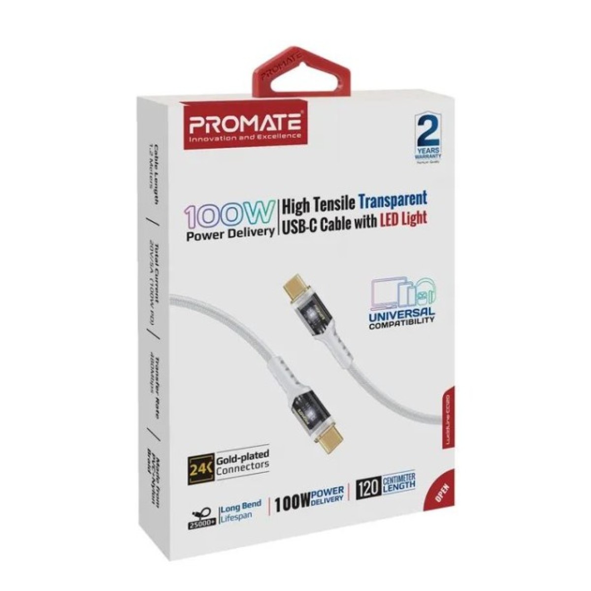 Дата кабель USB-C to USB-C lucidline-cc200.white Promate (lucidline-cc200.white) 98_98.jpg - фото 4