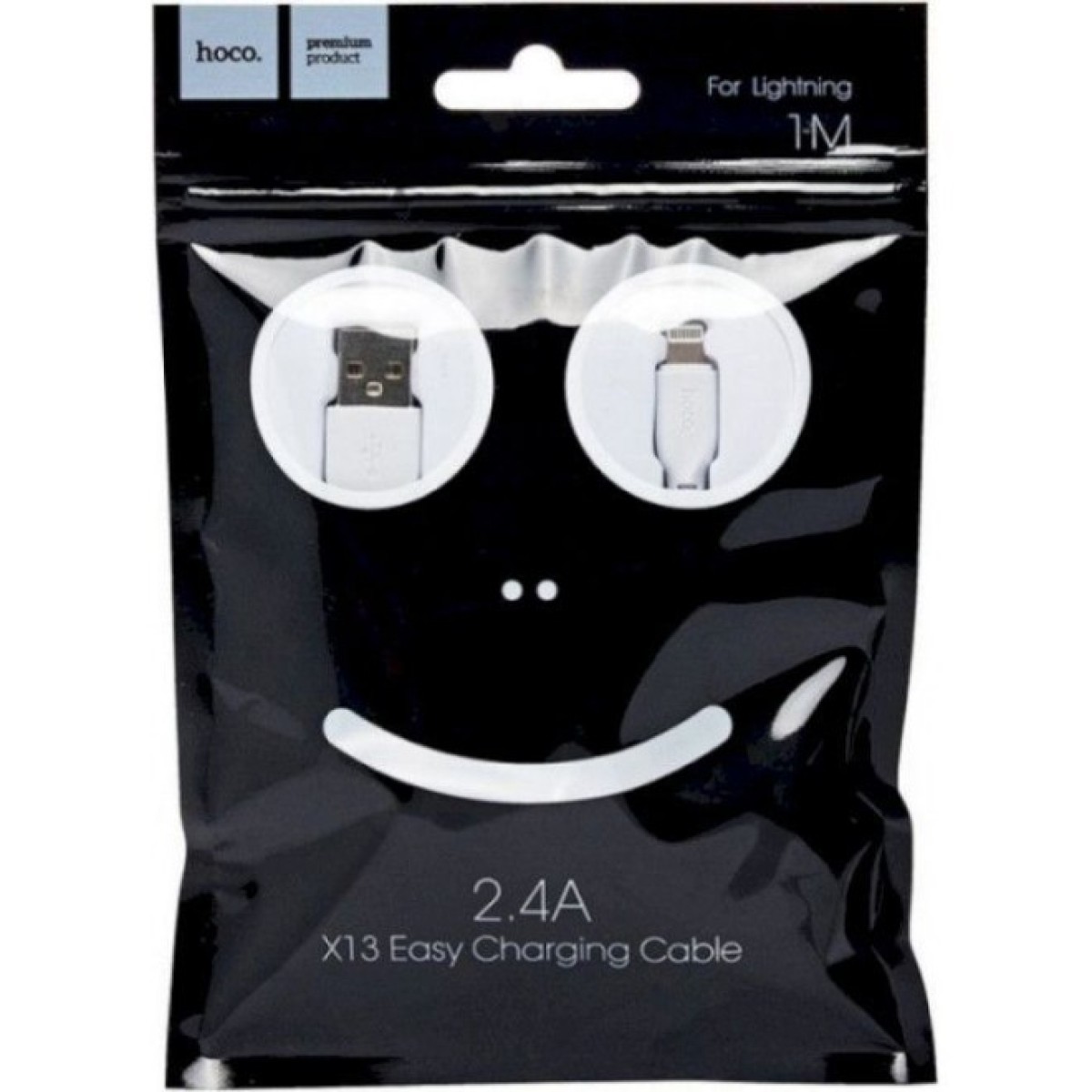 Дата кабель USB 2.0 AM to Lightning 1.0m 2.4A PVC X13 white HOCO (6957531061151) 98_98.jpg - фото 4