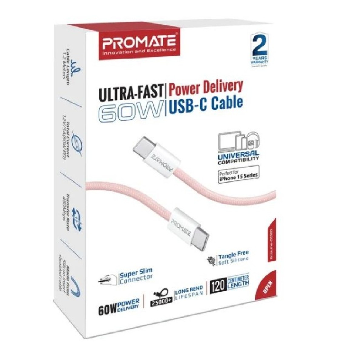 Дата кабель USB-C to USB-C ecoline-cc120.pink Promate (ecoline-cc120.pink) 98_98.jpg - фото 5