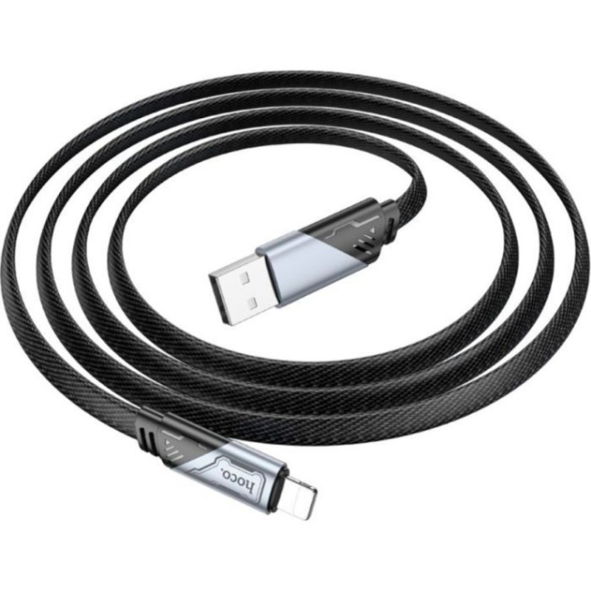 Дата кабель USB 2.0 AM to Lightning 1.2m 2.4A nylon aluminum U125 black HOCO (6942007604987) 256_256.jpg