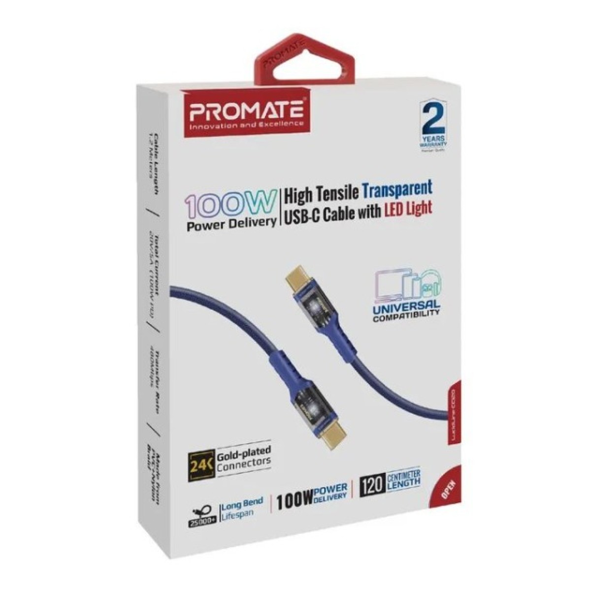 Дата кабель USB-C to USB-C lucidline-cc120.navy Promate (lucidline-cc120.navy) 98_98.jpg - фото 7
