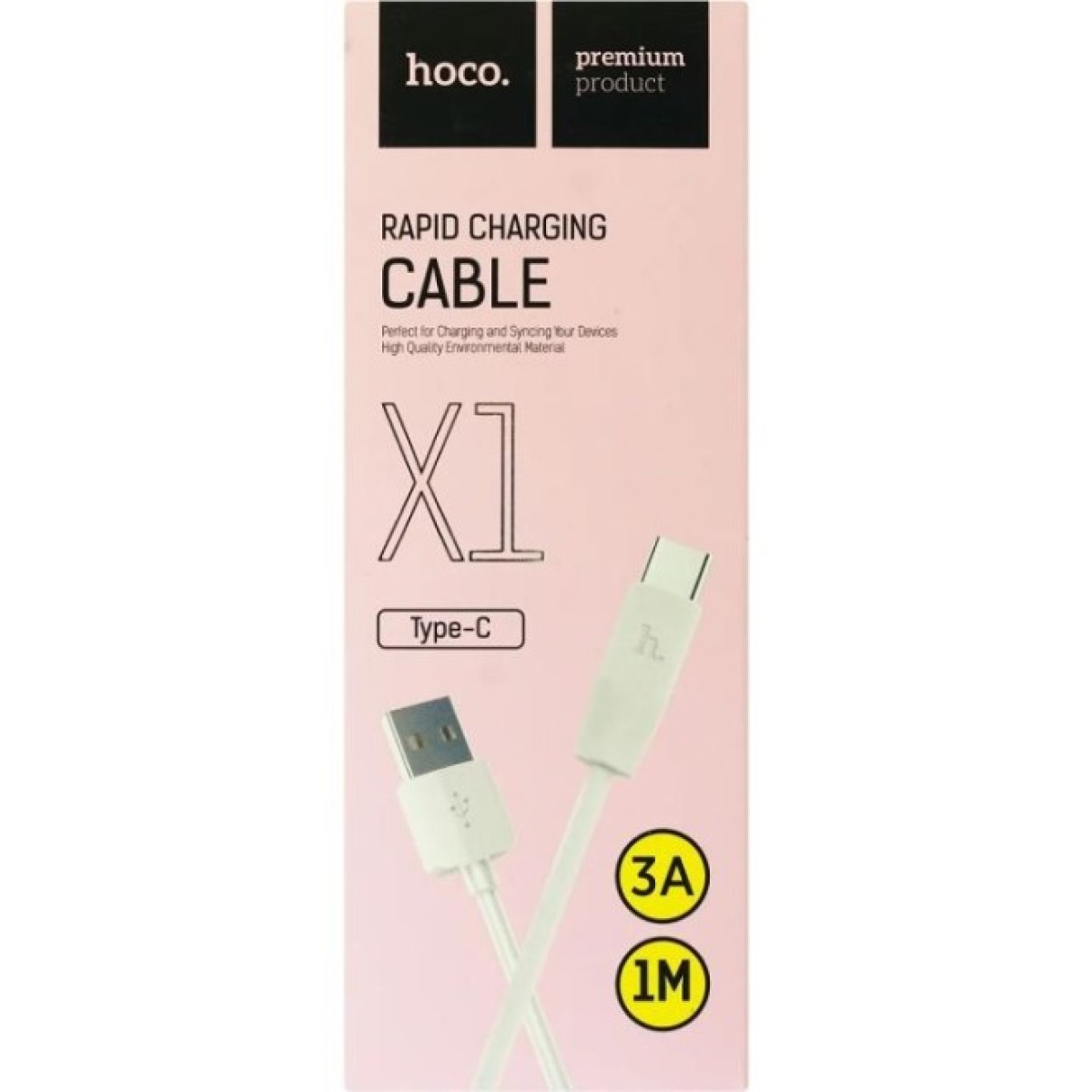 Дата кабель USB 2.0 AM to USB-C 1.0m 3A PVC X1 white HOCO (6957531032045) 98_98.jpg - фото 3