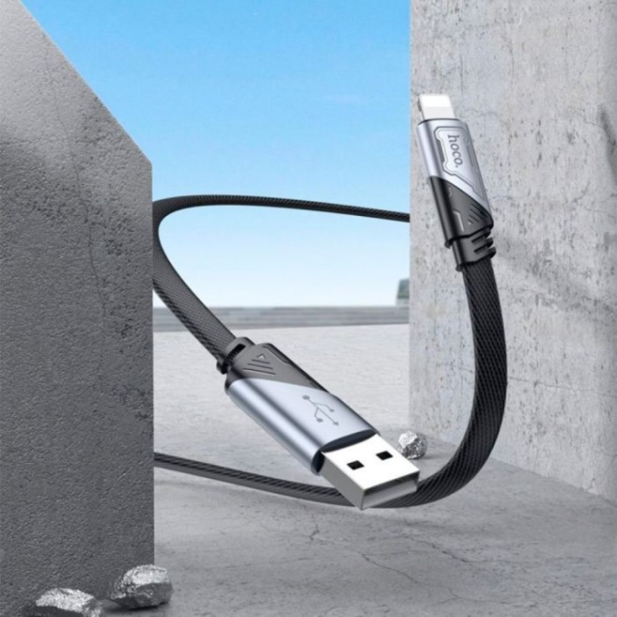 Дата кабель USB 2.0 AM to Lightning 1.2m 2.4A nylon aluminum U125 black HOCO (6942007604987) 98_98.jpg - фото 5