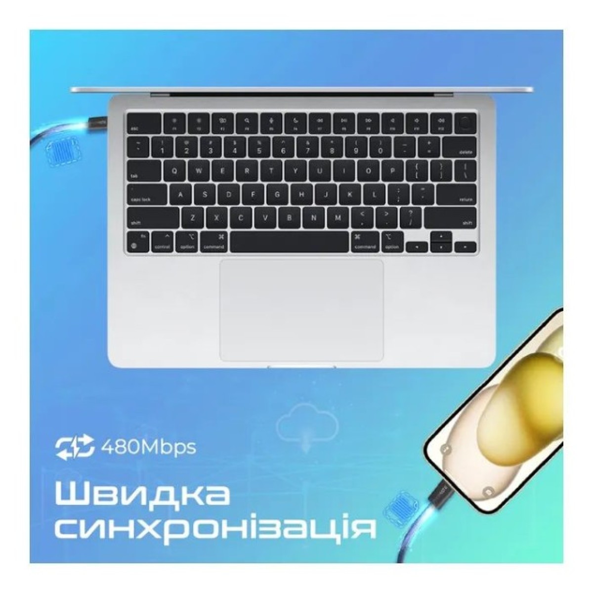 Дата кабель USB-C to USB-C ecoline-cc200.navy Promate (ecoline-cc200.navy) 98_98.jpg - фото 4