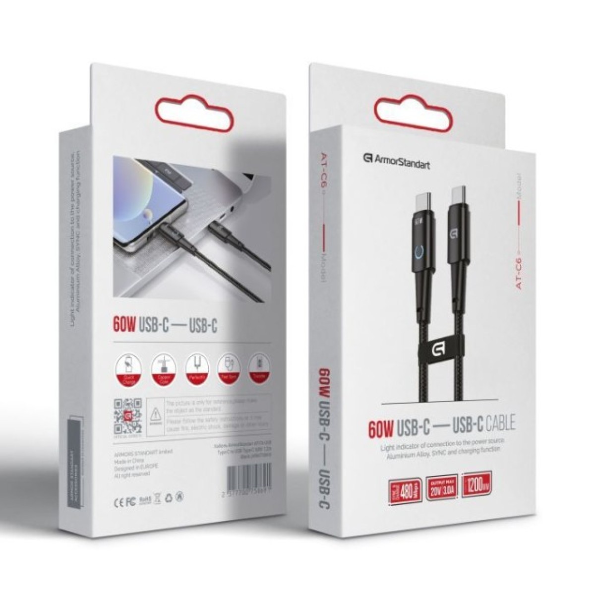 Дата кабель USB-C to USB-C 1.2m 60W black Armorstandart (ARM75869) 98_98.jpg - фото 2