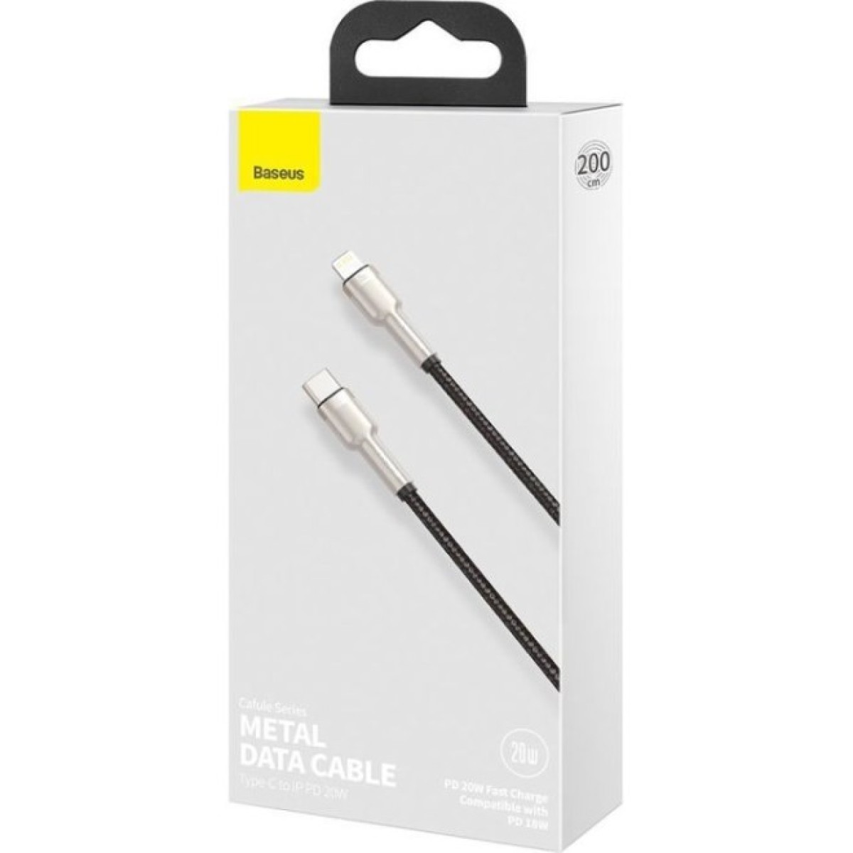 Дата кабель USB-C to Lightning 2.0m Cafule Metal PD 20W black Baseus (CATLJK-B01) 98_98.jpg - фото 5