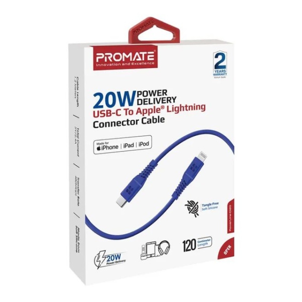 Дата кабель USB-C to Lightning powerline-ci120.blue Promate (powerline-ci120.blue) 98_98.jpg - фото 5