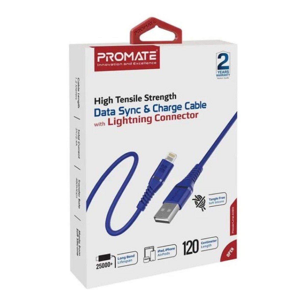 Дата кабель USB 2.0 AM to Lightning powerline-ai120.blue Promate (powerline-ai120.blue) 98_98.jpg - фото 6