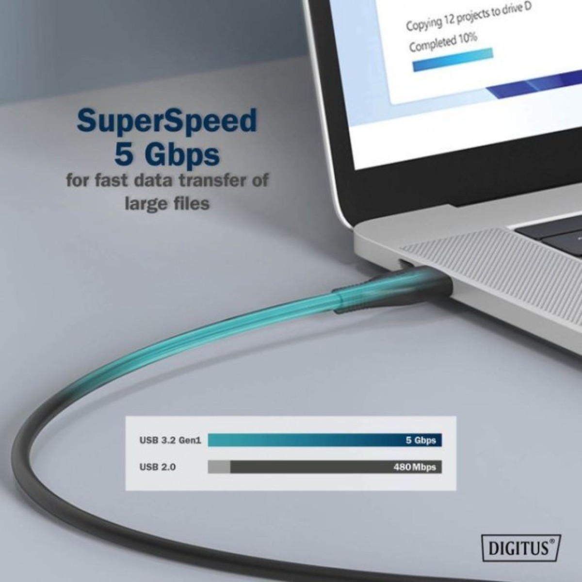 Дата кабель USB-C to USB-C 2.0m USB 3.2 Gen1 5G 100W 4K silicone black Digitus (AK-300342-020-S) 98_98.jpg - фото 12