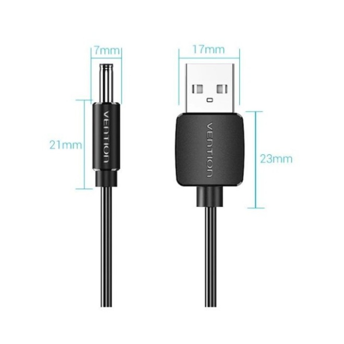 Кабель живлення USB to DC 3.5 1.0m 5V 2A PVC Black Vention (CEXBF) 98_98.jpg - фото 3