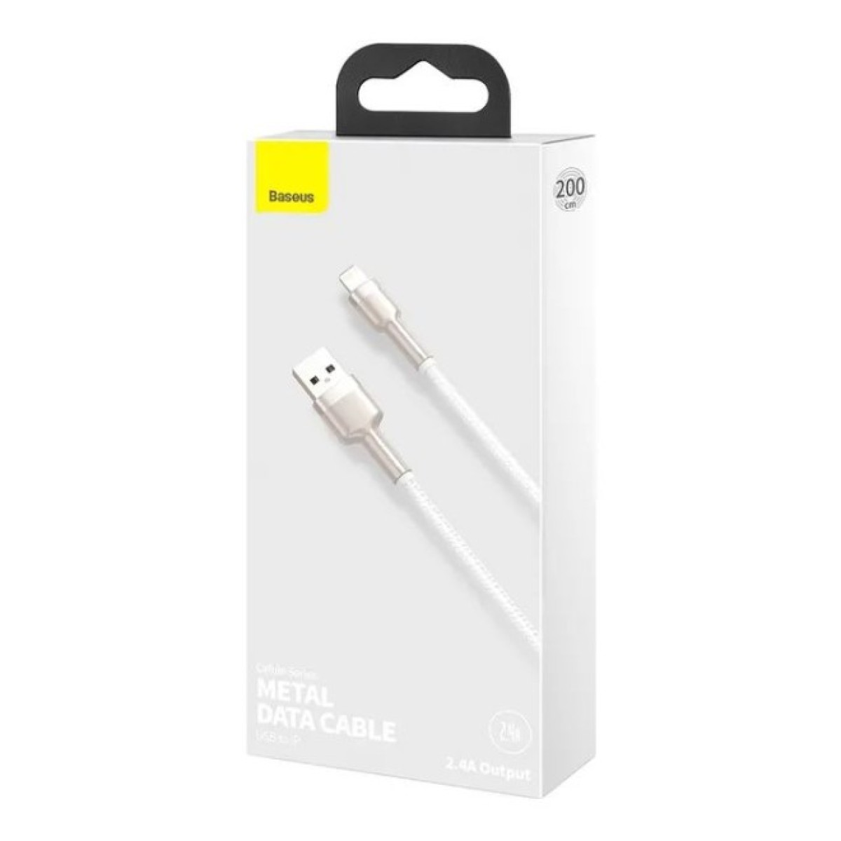 Дата кабель USB 2.0 AM to Lightning 1.0m Cafule Series Metal 2.4A White Baseus (CALJK-A02) 98_98.jpg - фото 10