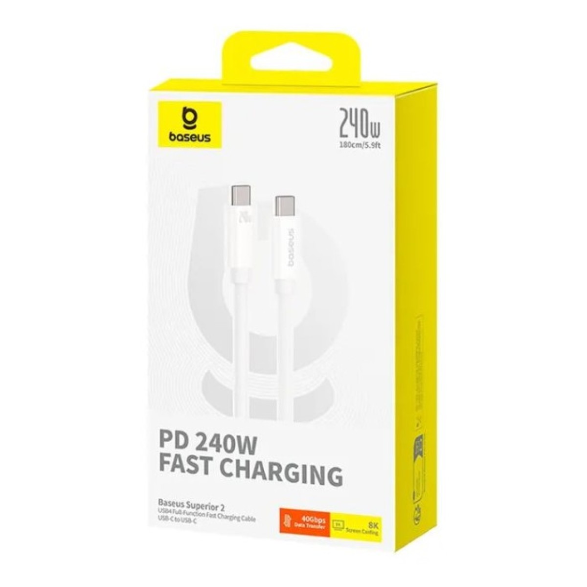 Дата кабель USB-C to USB-C 1.8m Superior USB4 Fast Charging 240W moon white Baseus (P10365200211-05) 98_98.jpg - фото 5