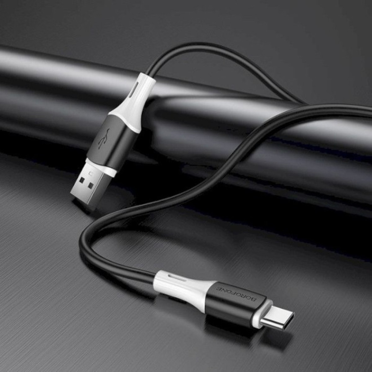 Дата кабель USB 2.0 AM to USB-C 1.0m 3A silicone BX79 black BOROFONE (6974443384789) 98_98.jpg - фото 2