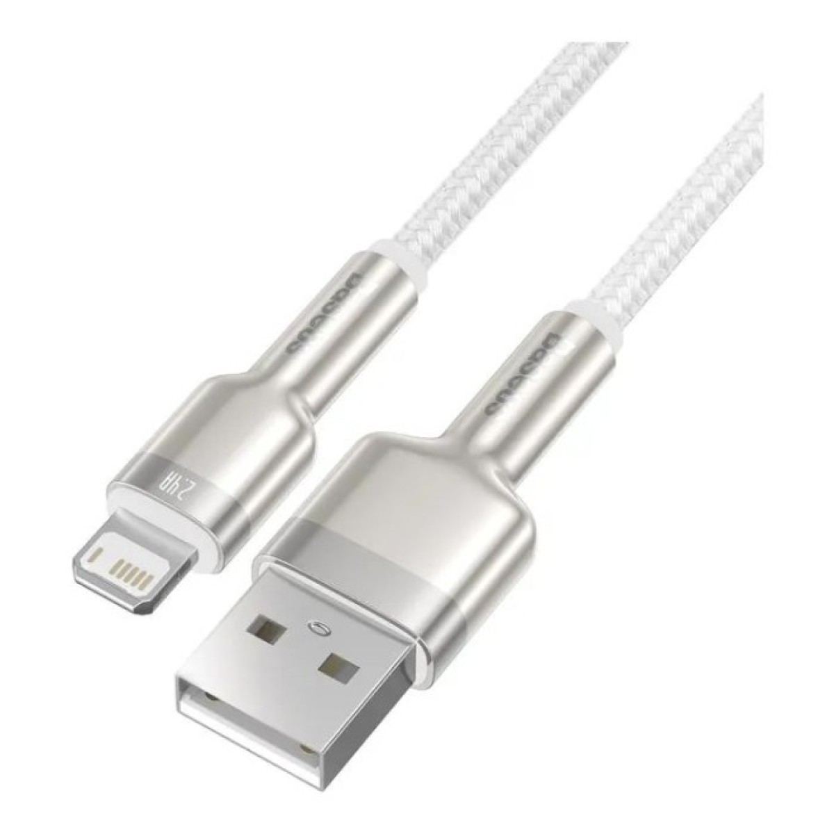 Дата кабель USB 2.0 AM to Lightning 1.0m Cafule Series Metal 2.4A White Baseus (CALJK-A02) 98_98.jpg - фото 12