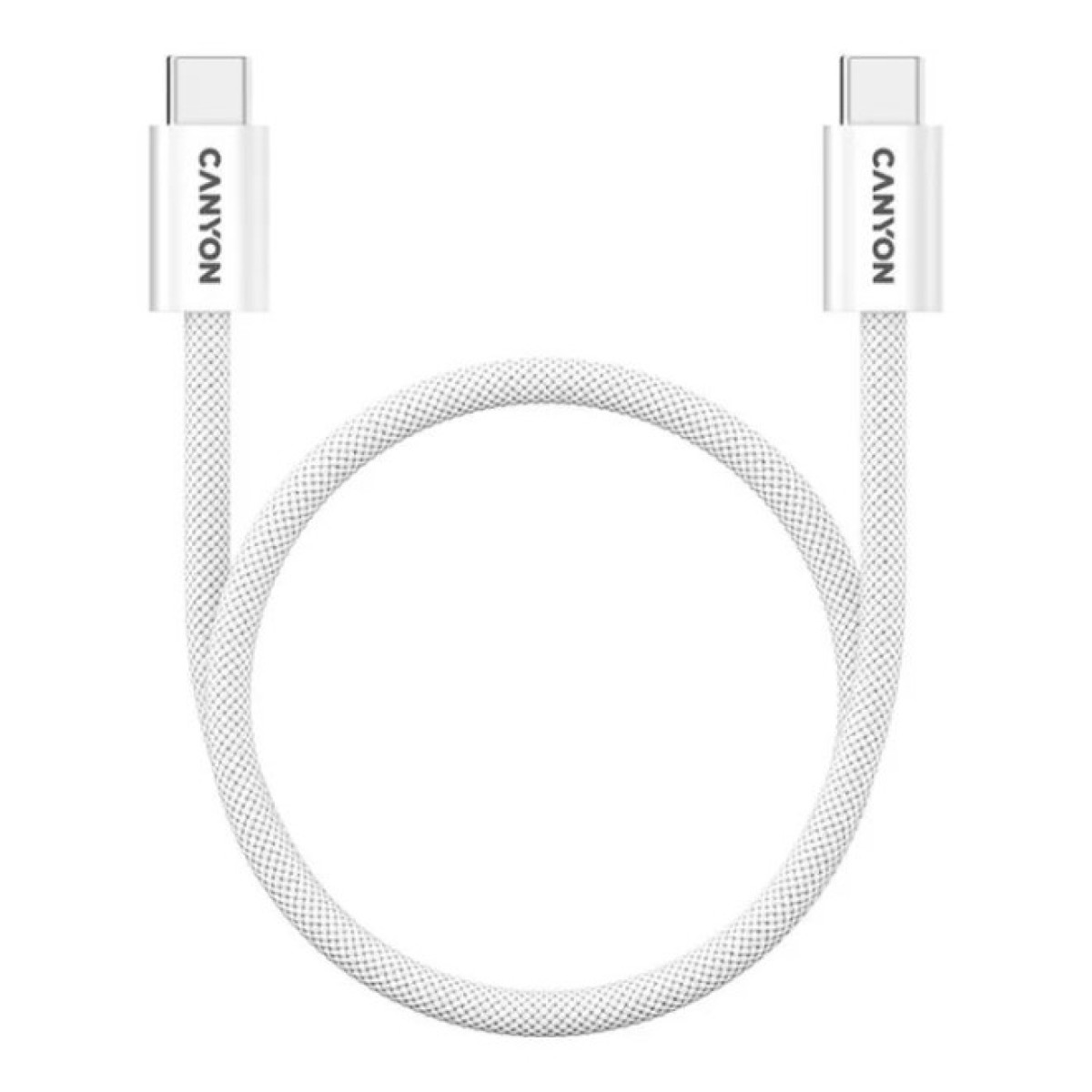 Дата кабель USB-C to USB-C 1.0m 60W Magnet Braided White Canyon (CND-CCMG60AB15W) 256_256.jpg