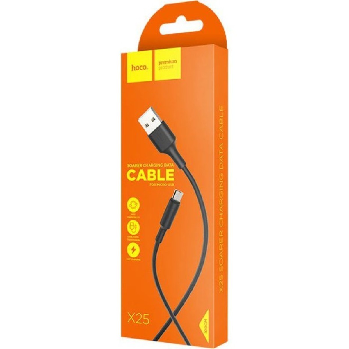 Дата кабель USB 2.0 AM to Micro 5P 1.0m 2A PVC X25 black HOCO (6957531080121) 98_98.jpg - фото 2