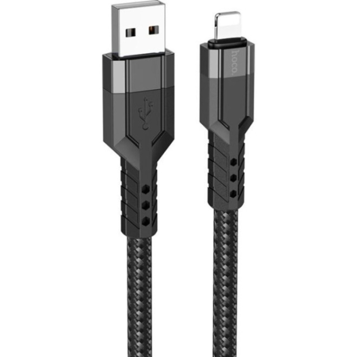 Дата кабель USB 2.0 AM to Lightning 1.2m 2.4A nylon aluminum U110 black HOCO (6931474770561) 98_98.jpg - фото 3