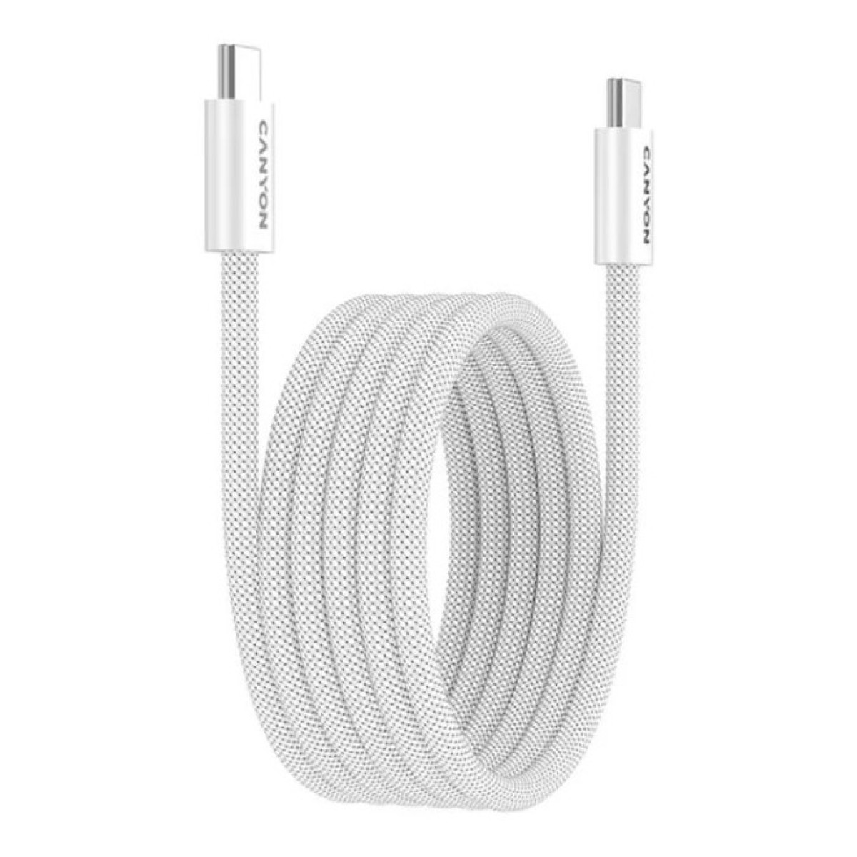 Дата кабель USB-C to USB-C 1.0m 60W Magnet Braided White Canyon (CND-CCMG60AB15W) 98_98.jpg - фото 4
