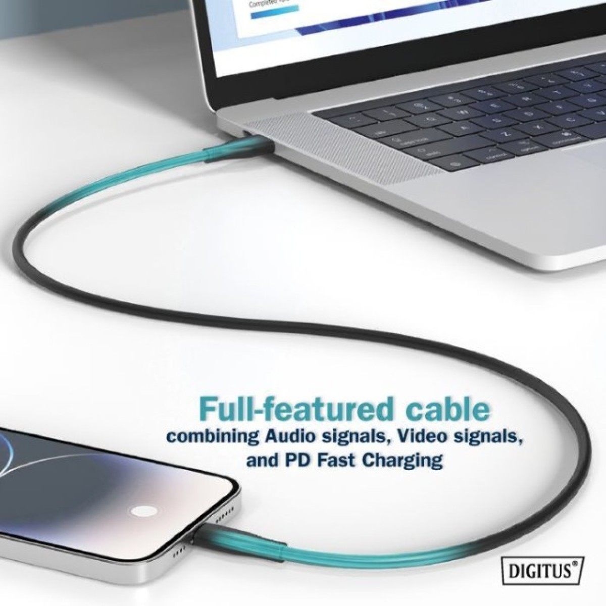 Дата кабель USB-C to USB-C 1.0m USB 4.0 Gen3 40G 240W 8K silicone black Digitus (AK-300344-010-S) 98_98.jpg - фото 4