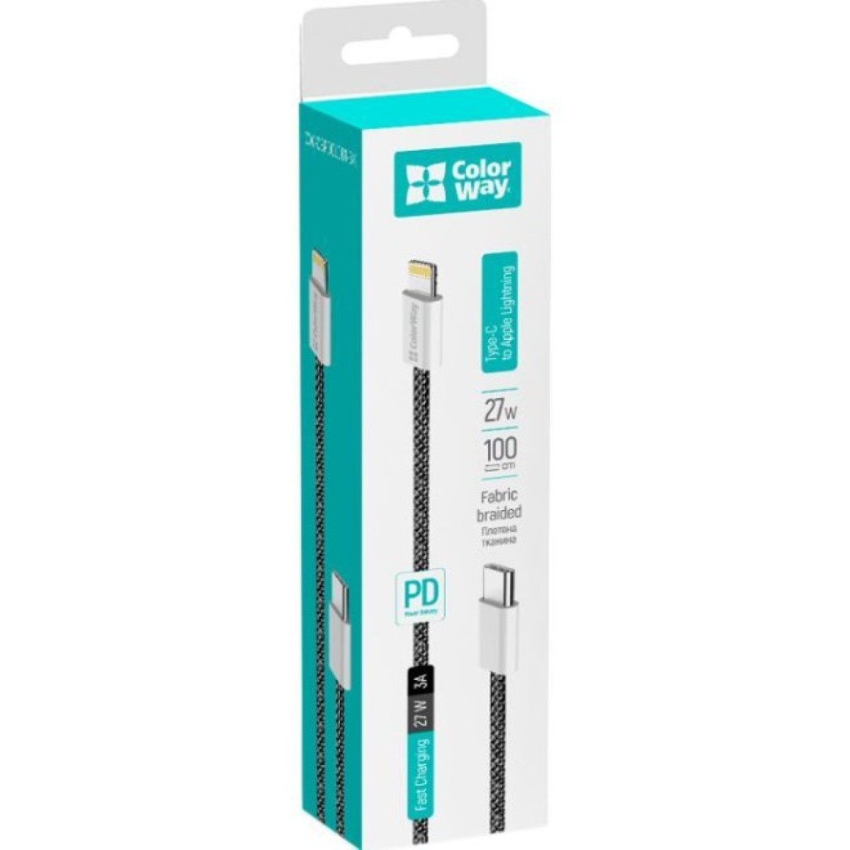 Дата кабель USB-C to Lightning 1.0m 27W black ColorWay (CW-CBPDCL061-BK) 98_98.jpg - фото 2
