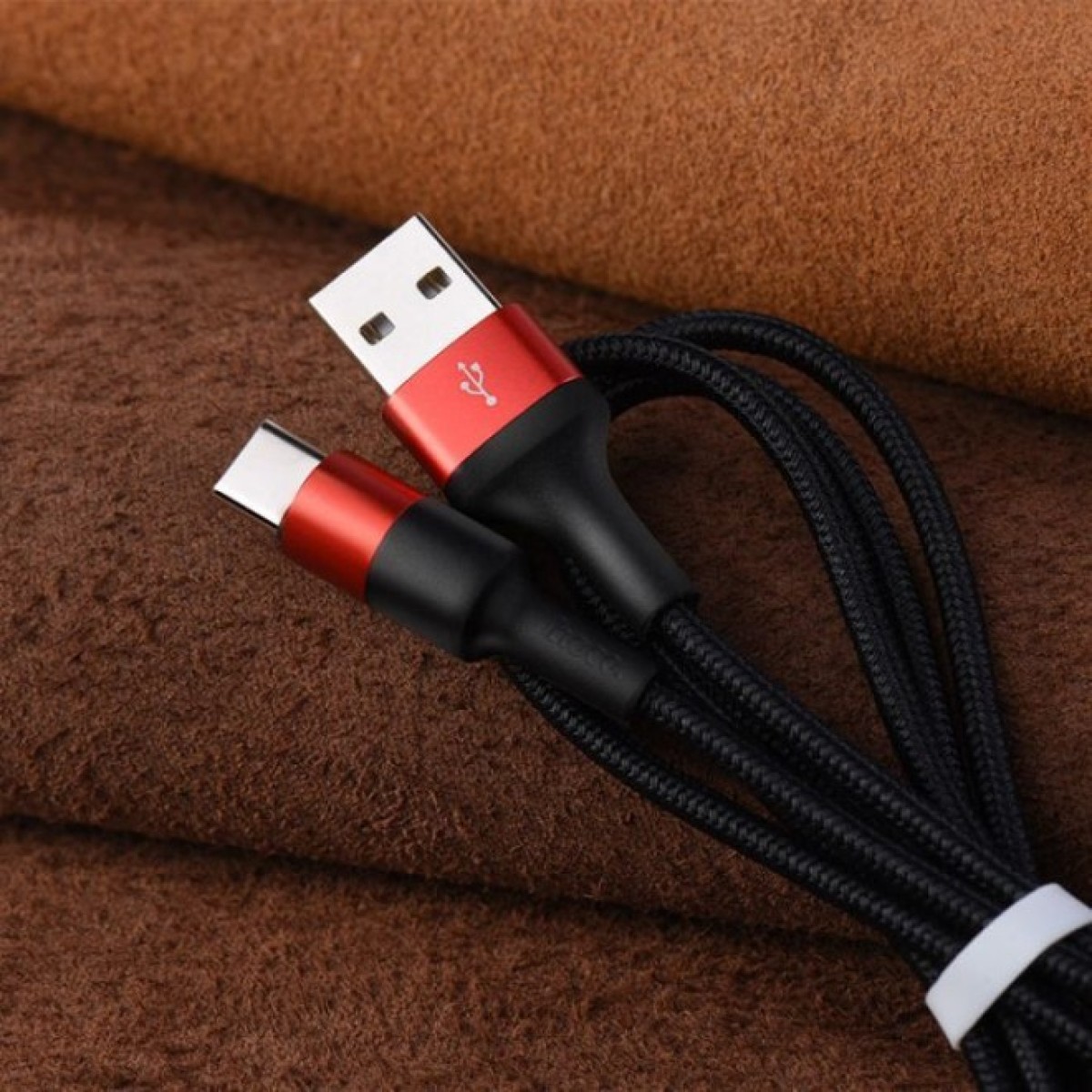 Дата кабель USB 2.0 AM to USB-C 1.0m 2A 18W nylon X26 black+red HOCO (6957531080251) 98_98.jpg - фото 2
