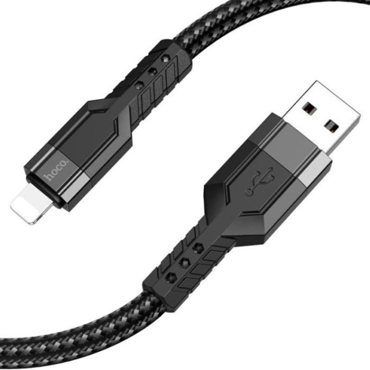 Дата кабель USB 2.0 AM to Lightning 1.2m 2.4A nylon aluminum U110 black HOCO (6931474770561) 256_256.jpg