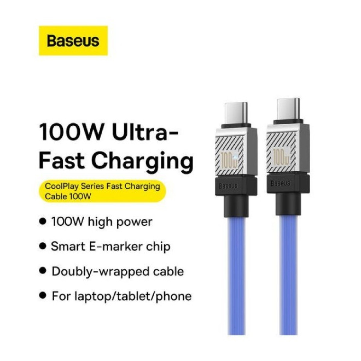 Дата кабель USB-C to USB-C 1.0m CoolPlay Fast Charging 100W blue Baseus (CAKW000203) 98_98.jpg - фото 3