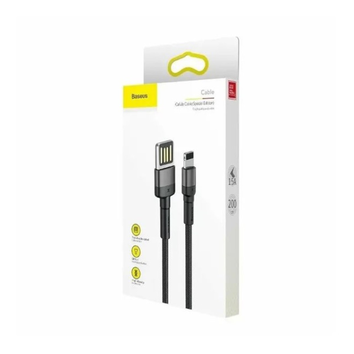 Дата кабель USB 2.0 AM to Lightning 2.0m Cafule grey+black Baseus (CALKLF-HG1) 98_98.jpg - фото 2