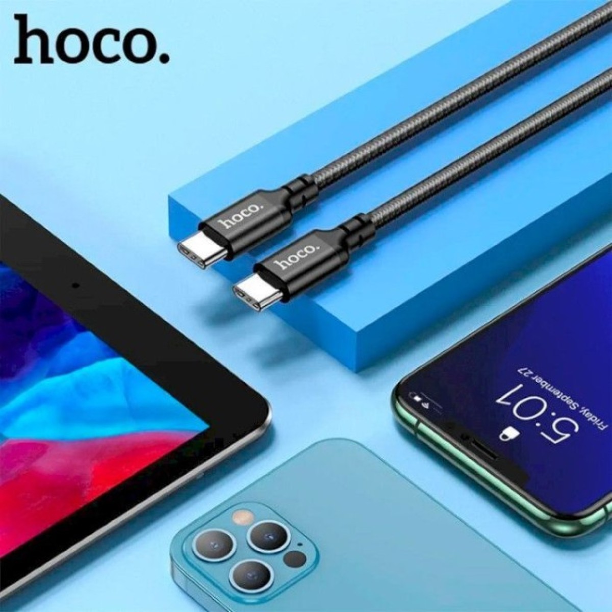 Дата кабель USB-C to USB-C 1.0m 60W nylon X14 black HOCO (6931474752215) 98_98.jpg - фото 3