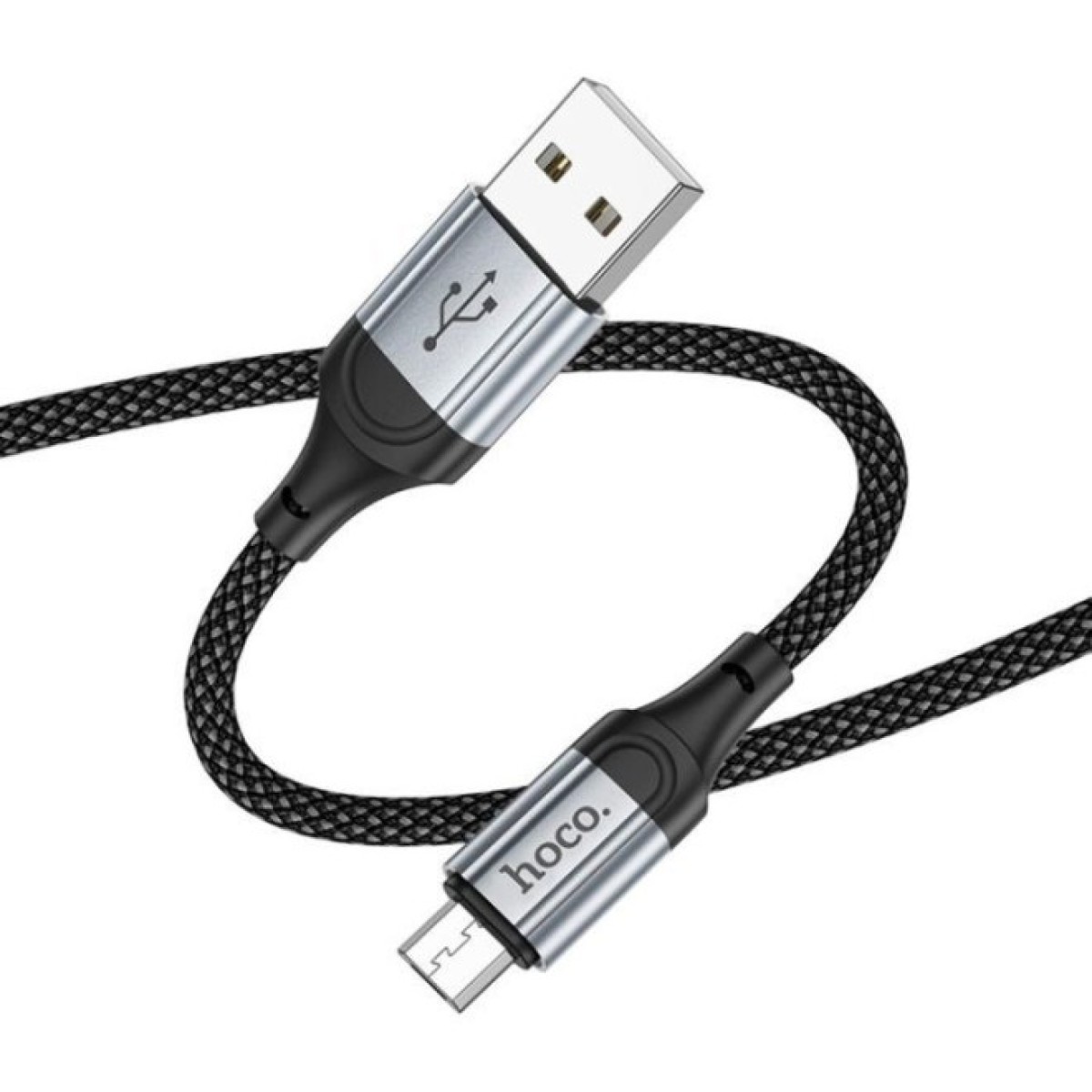 Дата кабель USB 2.0 AM to Micro 5P 1.0m 2.4A nylon X102 black HOCO (6942007608763) 98_98.jpg - фото 3